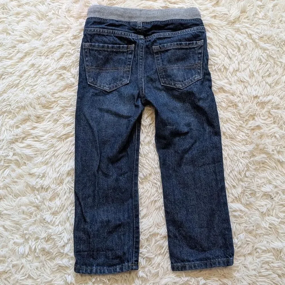 The Children's Place Boys Size 3T Blue Cotton Denim Straight Leg Pull On Jeans